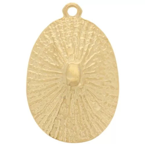 Colgante ovalado abombado texturado 24x16 mm - Dorado con oro fino x1