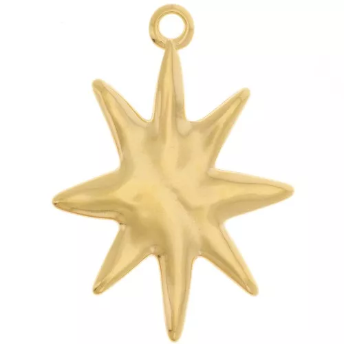 Colgante estrella 36,5x26 mm - Dorado con oro fino x1