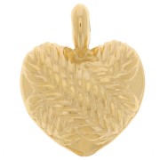 Colgante corazón abombado 27x22 mm - efecto trenzado - Dorado con oro fino x1|raw }}