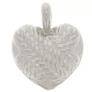 Colgante corazón abombado 27x22 mm - efecto trenzado - Chapado Plateado Fino envejecido x1