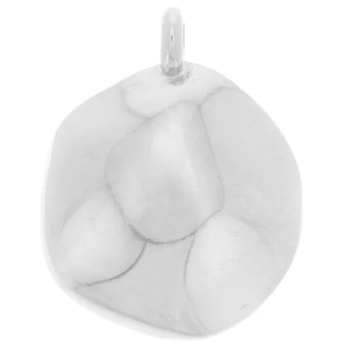 Colgante redondo irregular martillado 22 mm - Chapado Plateado Fino x1