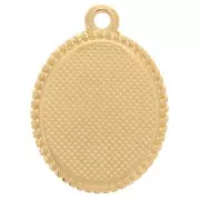 Colgante ovalado 19x14 mm - Motivo fresa - Dorado oro fino - Blanco - Rojo x1