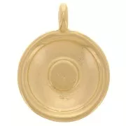 Dije redondo de resina epoxi de 13,5 mm - Dorado con oro fino - Purpurina gris x1