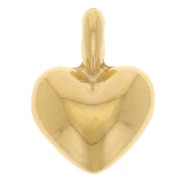 Dije de corazón abombado 13x10 mm - Dorado con Oro fino x1|raw }}