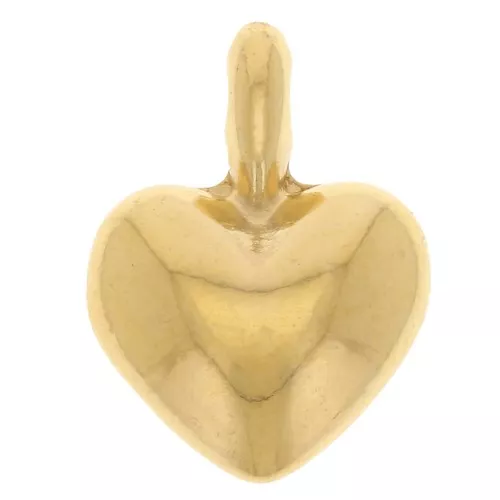 Dije de corazón abombado 13x10 mm - Dorado con Oro fino x1