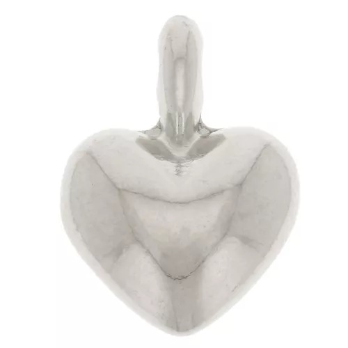 Dije de corazón abombado 13x10 mm - Chapado Plateado Fino x1