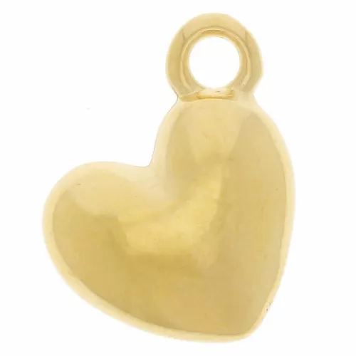 Dije de corazón abombado 12x10 mm - Dorado con Oro fino x1