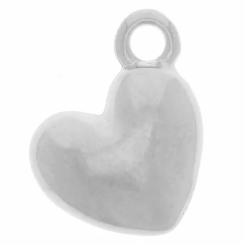 Dije de corazón abombado 12x10 mm - Chapado Plateado Fino x1