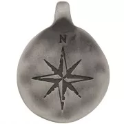 Colgante irregular redondo de 23 mm en zamac oxidado - motivo rosa de los vientos - Negro x1