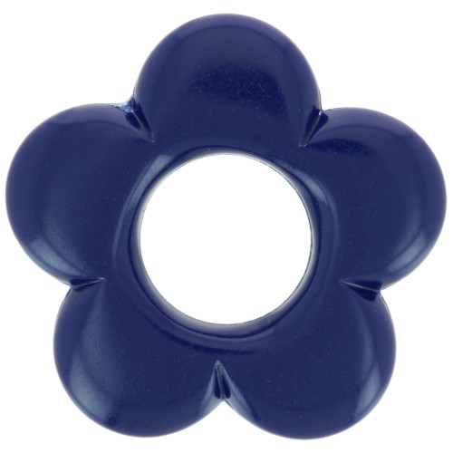 Colgante flor 21 mm en resina opaca - Azul oscuro x1