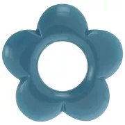 Colgante flor 21 mm en resina opaca - Azul pavo real x1