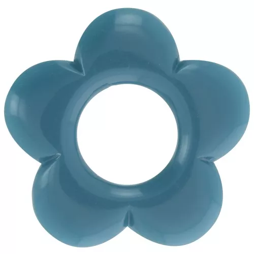 Colgante flor 21 mm en resina opaca - Azul pavo real x1