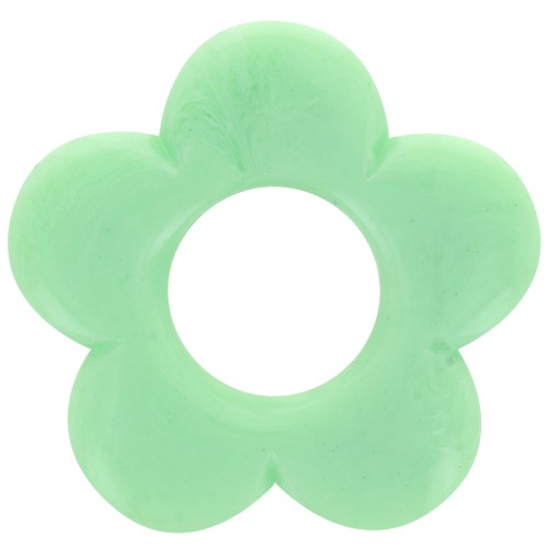 Colgante flor 21 mm en resina opaca - Verde jade jaspeado x1