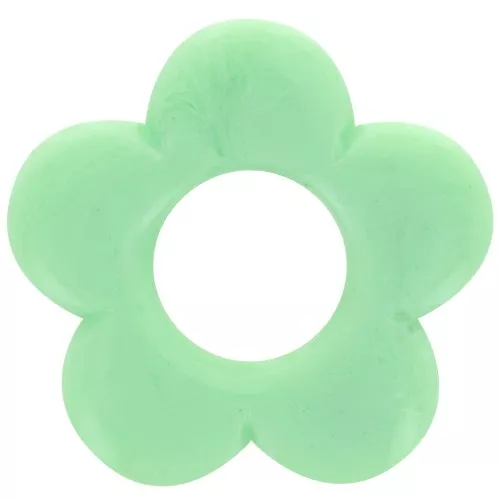 Colgante flor 21 mm en resina opaca - Verde jade jaspeado x1