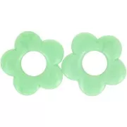 Colgante flor 21 mm en resina opaca - Verde jade jaspeado x1
