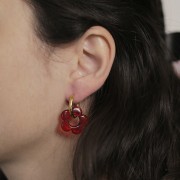 Colgante flor 21 mm en resina opaca - Mocha musgo x1