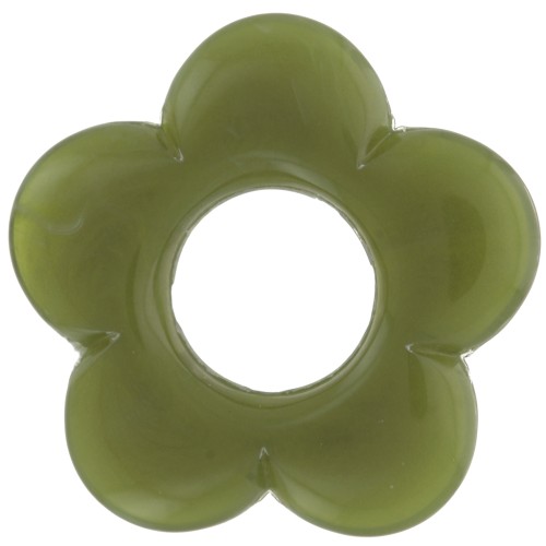 Colgante flor 21 mm en resina opaca - Verde militar jaspeado x1