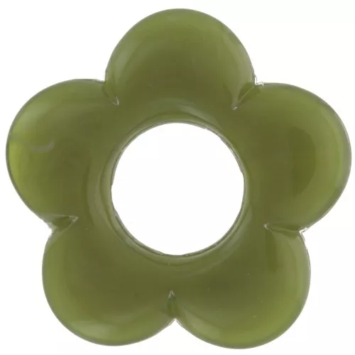Colgante flor 21 mm en resina opaca - Verde militar jaspeado x1