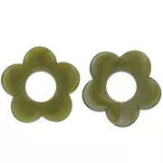 Colgante flor 21 mm en resina opaca - Verde militar jaspeado x1