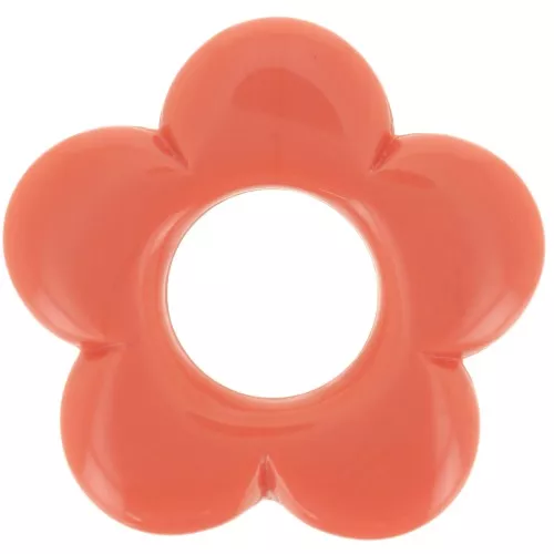 Colgante flor 21 mm en resina opaca - Rosa coral x1