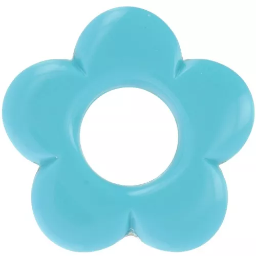 Colgante flor 21 mm en resina opaca - Turquesa x1