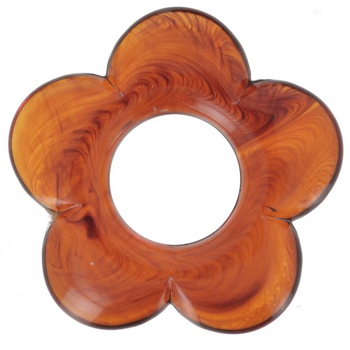 Colgante flor 21 mm en resina translúcida - Leonado jaspeado x1