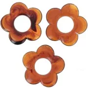 Colgante flor 21 mm en resina translúcida - Leonado jaspeado x1