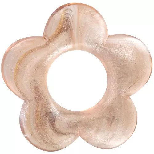 Colgante flor de 21 mm en resina transparente - Mármol marrón nacarado x1