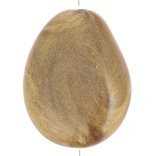 Cuenta plana irregular 25x20 mm en resina opaca - Bronce jaspeado x1