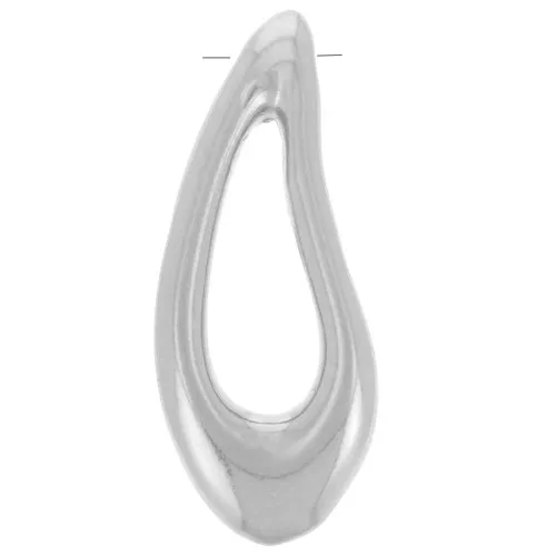 Colgante gota irregular 28x11 mm - Chapado Plateado Fino x1