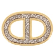 Entrepieza de malla marina 19,5x13 mm resina epoxi - Dorado con Oro fino - Gris purpurina