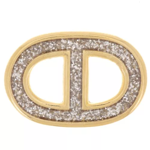 Entrepieza de malla marina 19,5x13 mm resina epoxi - Dorado con Oro fino - Gris purpurina
