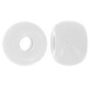 Cuenta arandela de resina opaca 13x9 mm agujero grande - Blanca x8