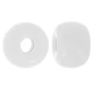 Cuenta arandela de resina opaca 13x9 mm agujero grande - Blanca x8