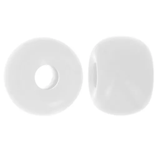 Cuenta arandela de resina opaca 13x9 mm agujero grande - Blanca x8