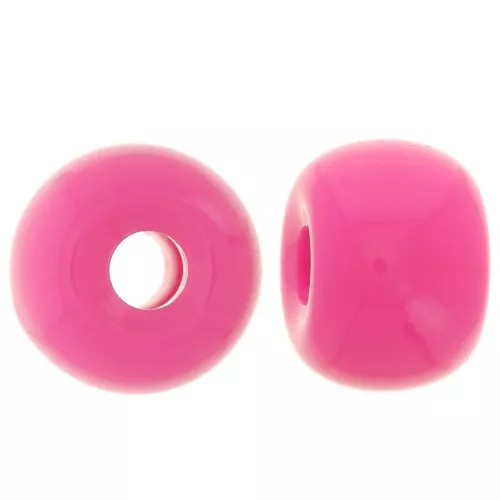Cuentas arandela con agujeros grandes 13x9 mm en resina opaca - Candy Pink x8
