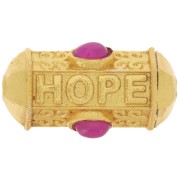 Cuenta cilíndrica HOPE 25x12mm gema de color - Dorado con Oro fino - Calcedonia Rosa|raw }}