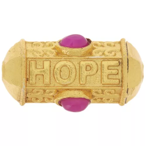Cuenta cilíndrica HOPE 25x12mm gema de color - Dorado con Oro fino - Calcedonia Rosa