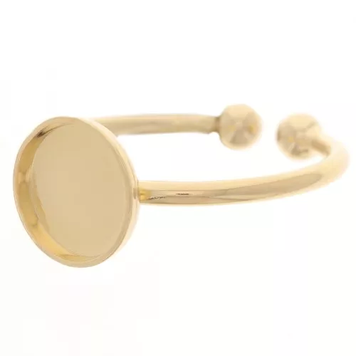 Anillo ajustable para cabujones planos de 8 mm - Dorado con oro fino x1