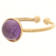 Anillo ajustable para cabujones planos de 8 mm - Dorado con oro fino x1