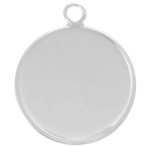 Colgante para cabujón plano de 20 mm - Plata Plateada 925 x1