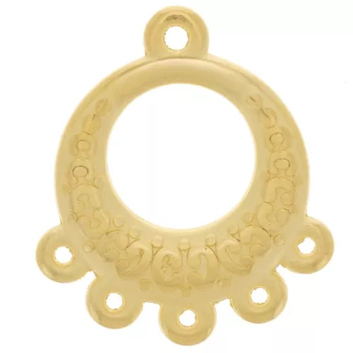 Colgante araña redondo 16 mm con 5 anillos - Dorado con oro fino x1