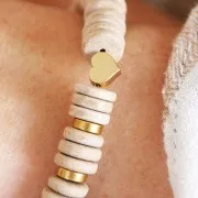 Cuenta en forma de corazón de 6,8 mm - Dorado con oro fino x1