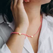 Cuenta en forma de corazón de 6,8 mm - Dorado con oro fino x1