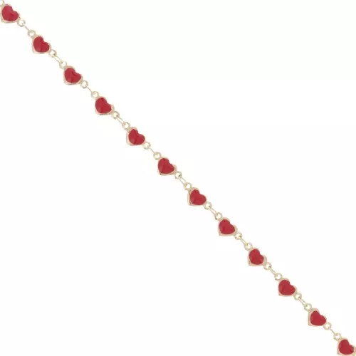 Cadena corazón fantasía con resina epoxi 5 mm - Dorado - Rojo x50cm