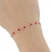 Cadena corazón fantasía con resina epoxi 5 mm - Dorado - Rojo x50cm