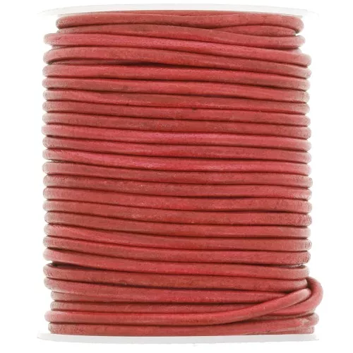 Cordón de cuero 2 mm - Rojo Vintage x20m