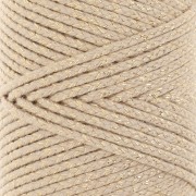 Cordón de algodón trenzado de 2,5 mm - made in France - Beige - Dorado x1m|raw }}