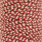 Cordón de algodón trenzado de 2,5 mm - made in France - Rojo - Verde - Dorado x1m
