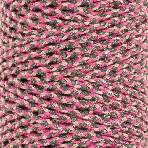 Cordón de algodón trenzado 3 mm - made in France - Multi rosa - Gris x1m